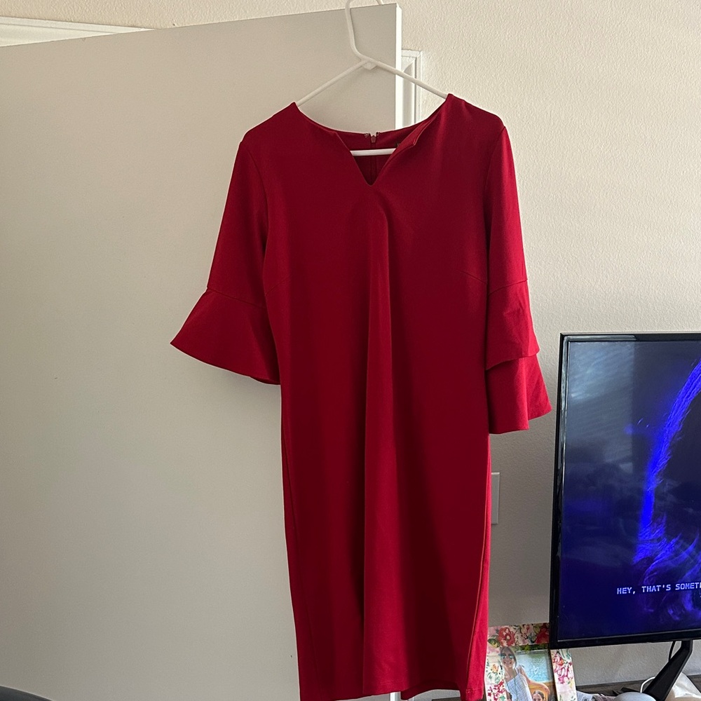 Chic Long Sleeve Red Dress